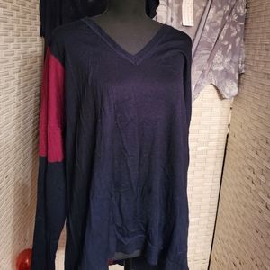 💥Lane Bryant merino wool fine gauge knit colorblock sweater 26/28